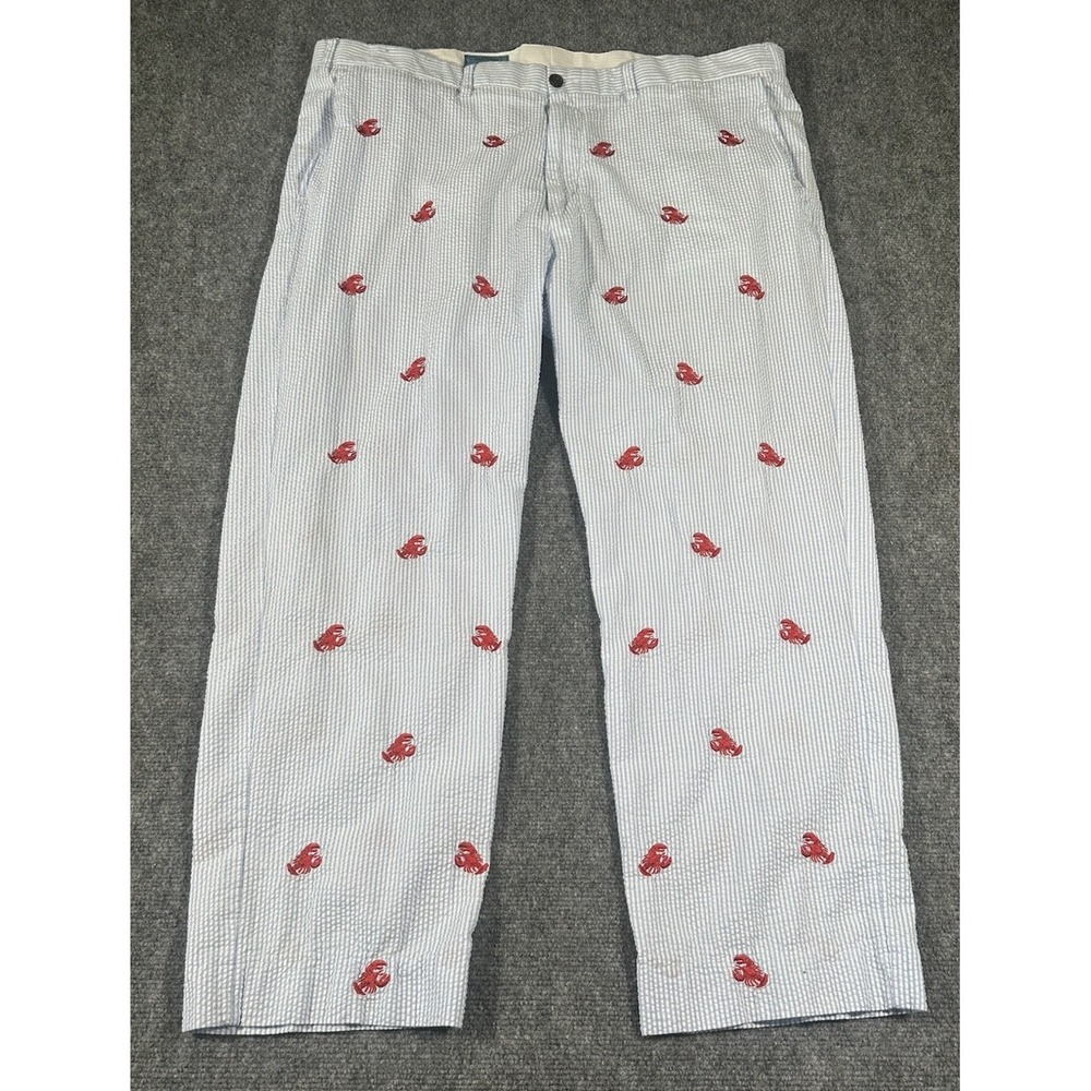 Castaway Nantucket Island Men's 42x28 Blue Striped Seersucker Lobster Pants